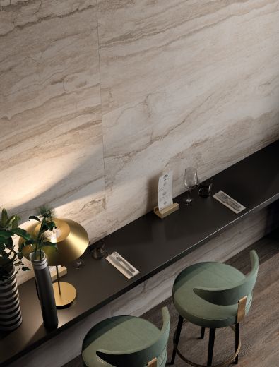 Billede af Bianco Travertino Onice 90x90 cm (LP - Poleret)