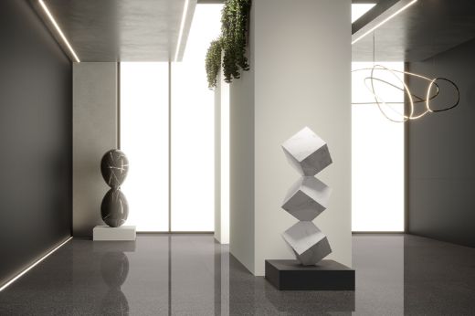 Billede af Endless Black Terrazzo 120x120 cm (LLL - Højglanspoleret)